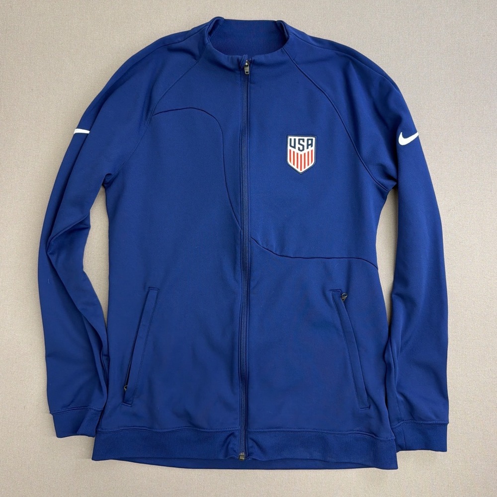 Nike USA Soccer National Team Track Jacket Blue Slim Fit Full Zip Mens Medium